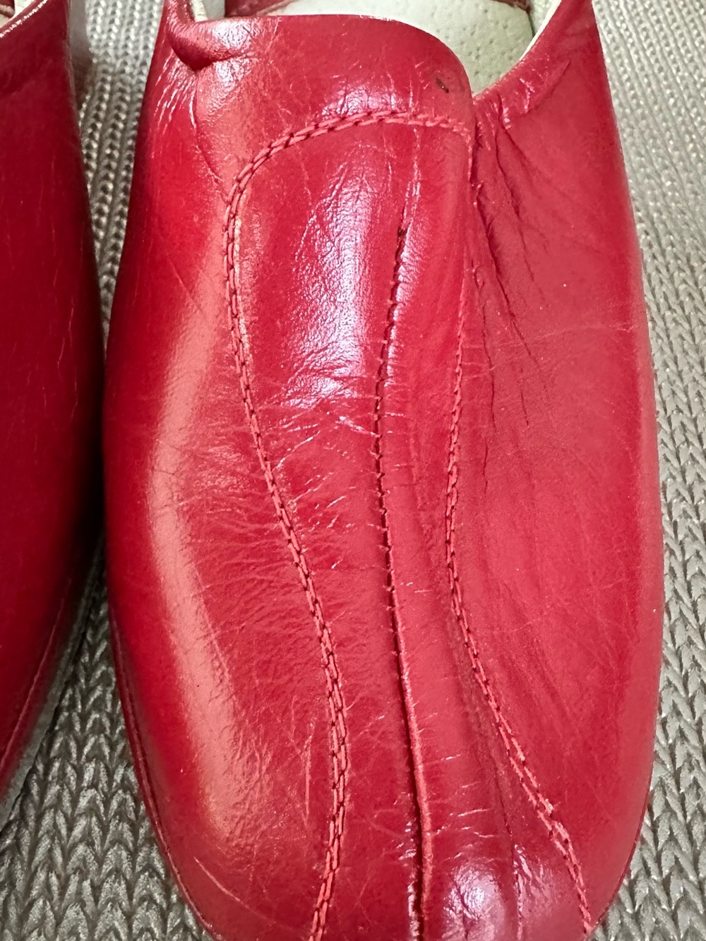 Italian Red Leather slippers - Picture 5 of 5